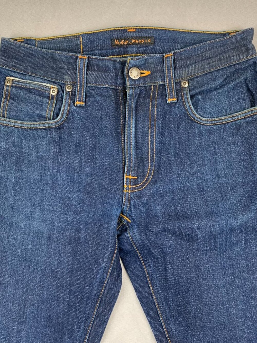 Nudie Jeans Men Pants 28 Dark Blue Selvedge Denim Thin Finn Organic Cotton 28x32 - Picture 2 of 14